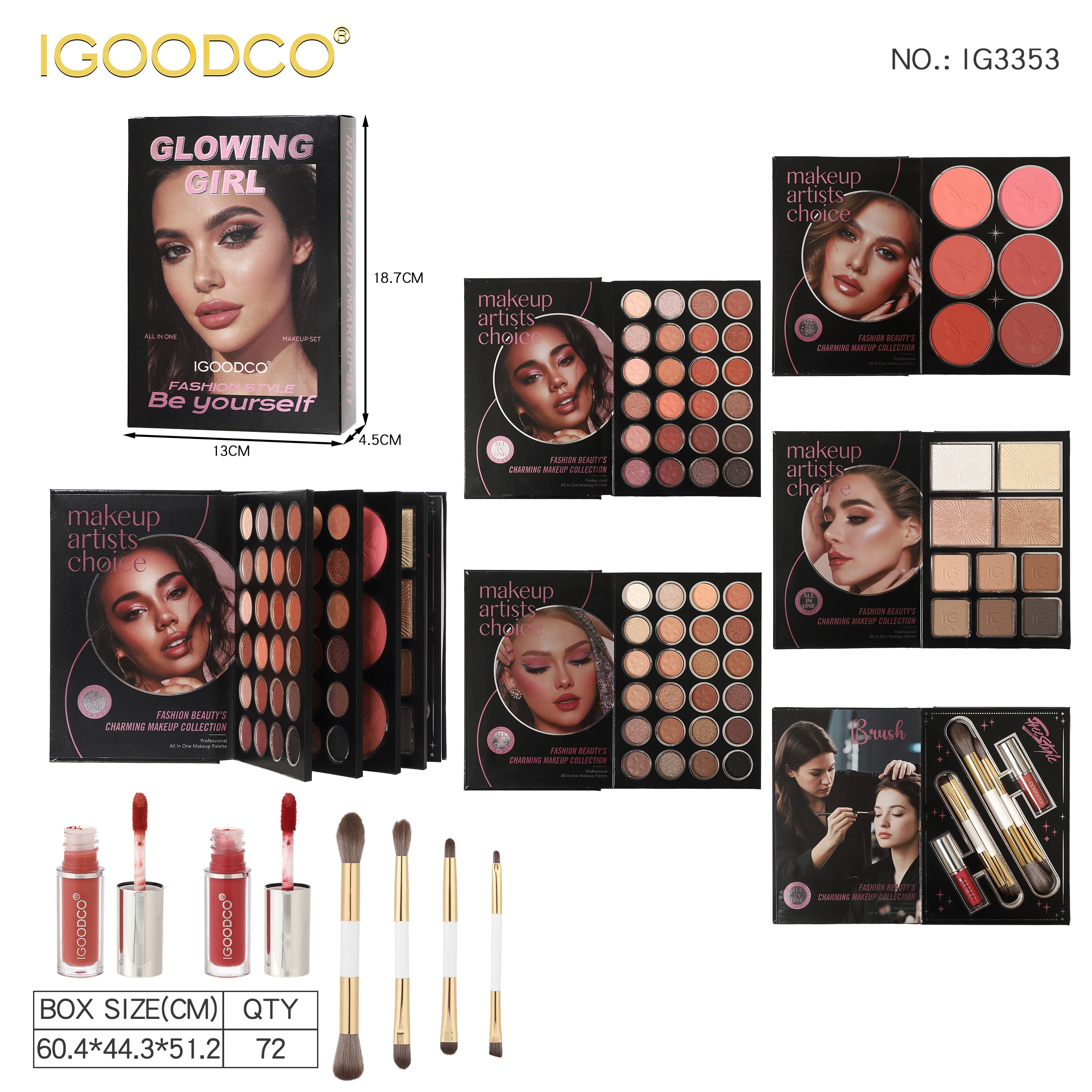 All-in-One Makeup Gift Set Eyeshadow Blush Highlighter Conto detail image 4
