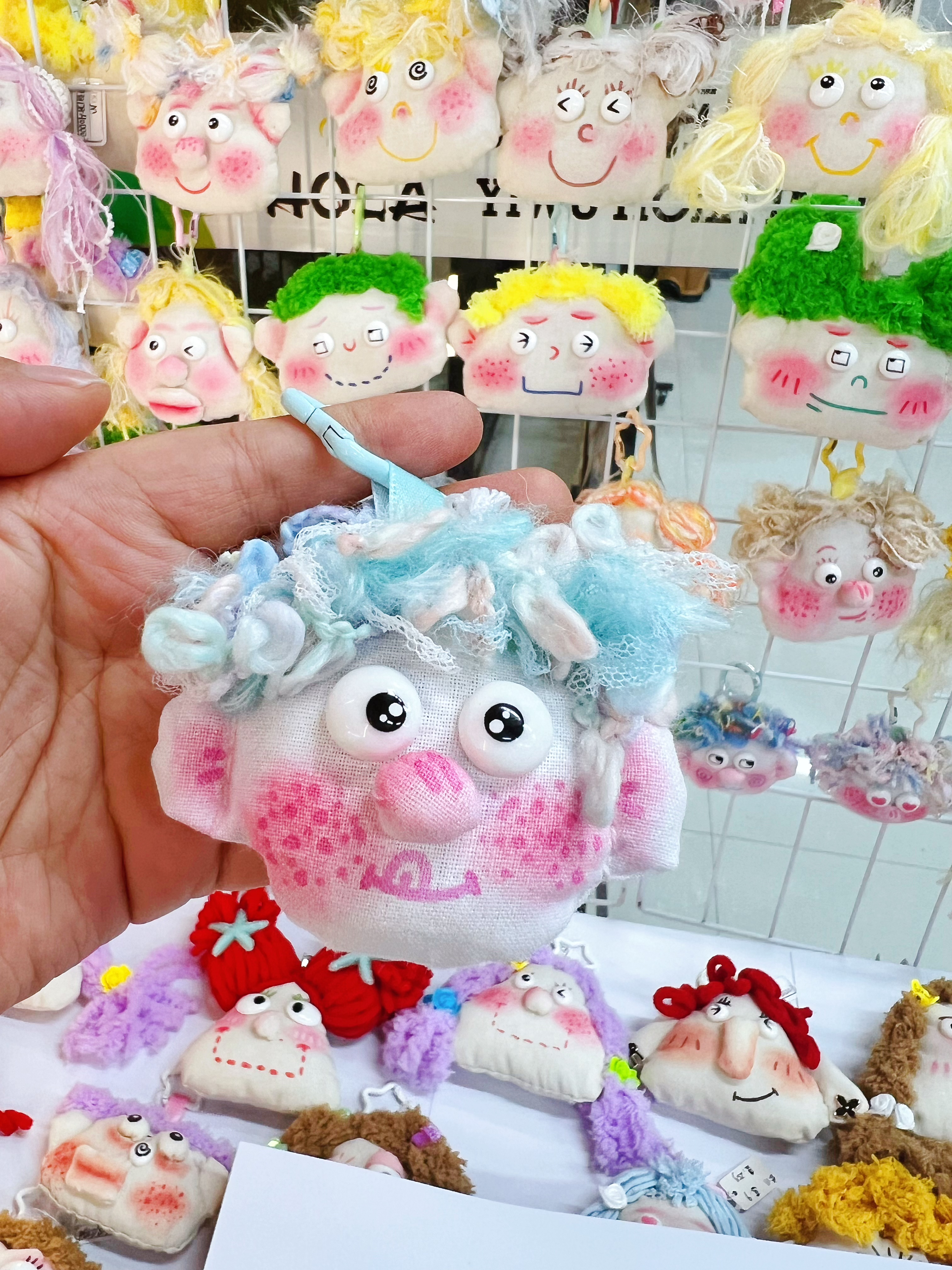 布小隅原创布艺丑萌蓝色包包挂件潮玩