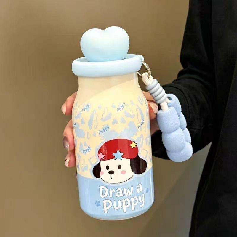 New heart-shaped water cup, 316 stainless steel insulated cup, high appearance level for girls, 400ml large-capacity tea brewing straw cup detail image 11