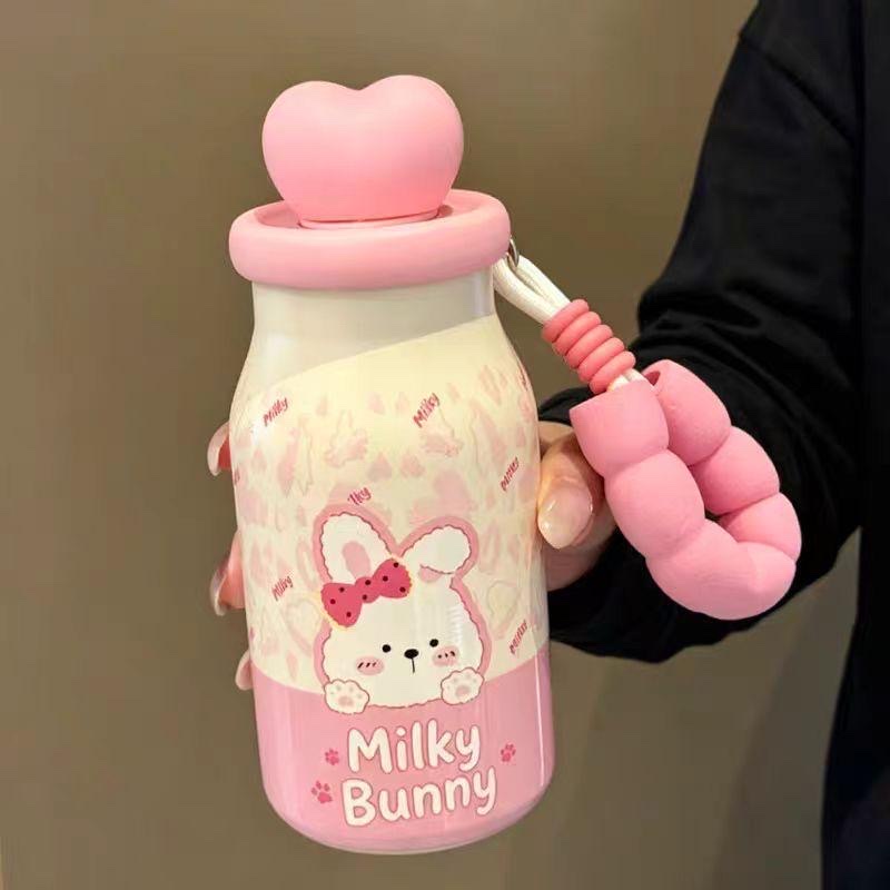 New heart-shaped water cup, 316 stainless steel insulated cup, high appearance level for girls, 400ml large-capacity tea brewing straw cup detail image 9