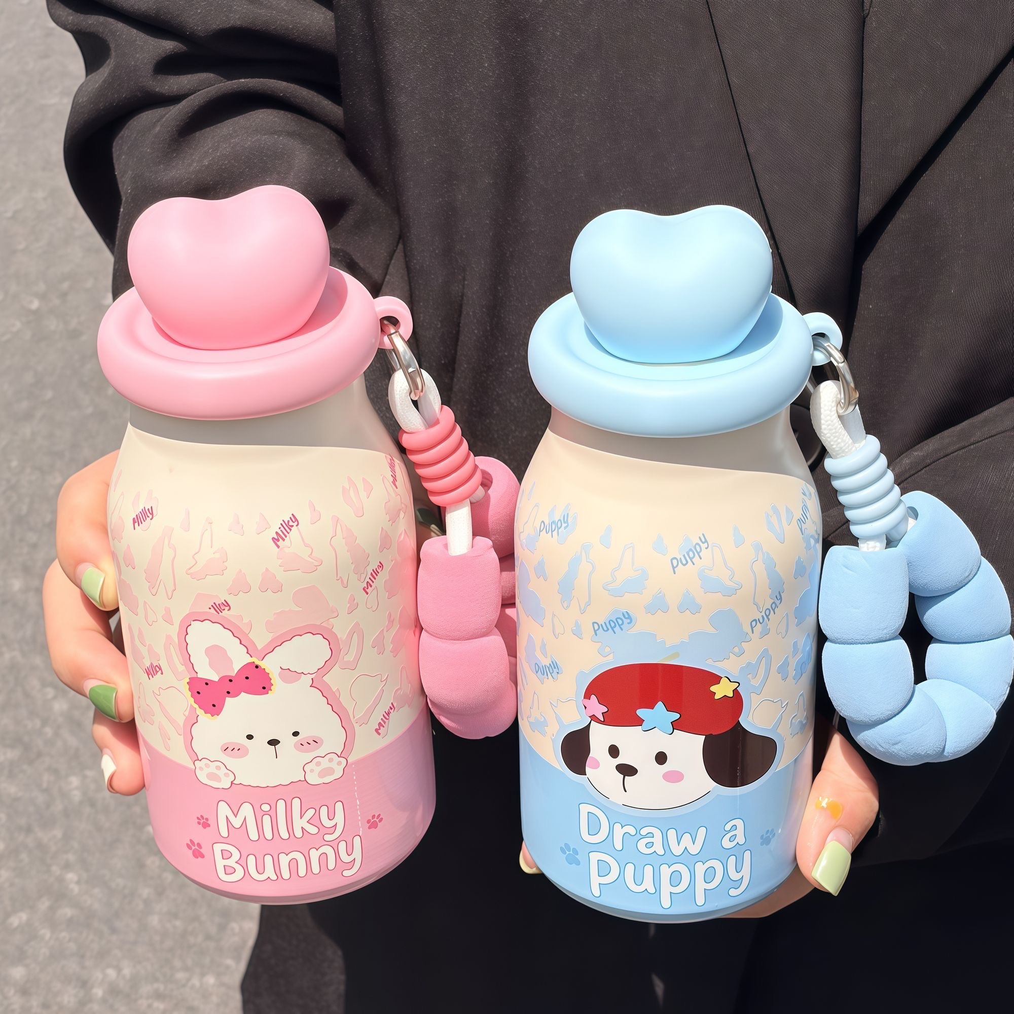 New heart-shaped water cup, 316 stainless steel insulated cup, high appearance level for girls, 400ml large-capacity tea brewing straw cup details Picture