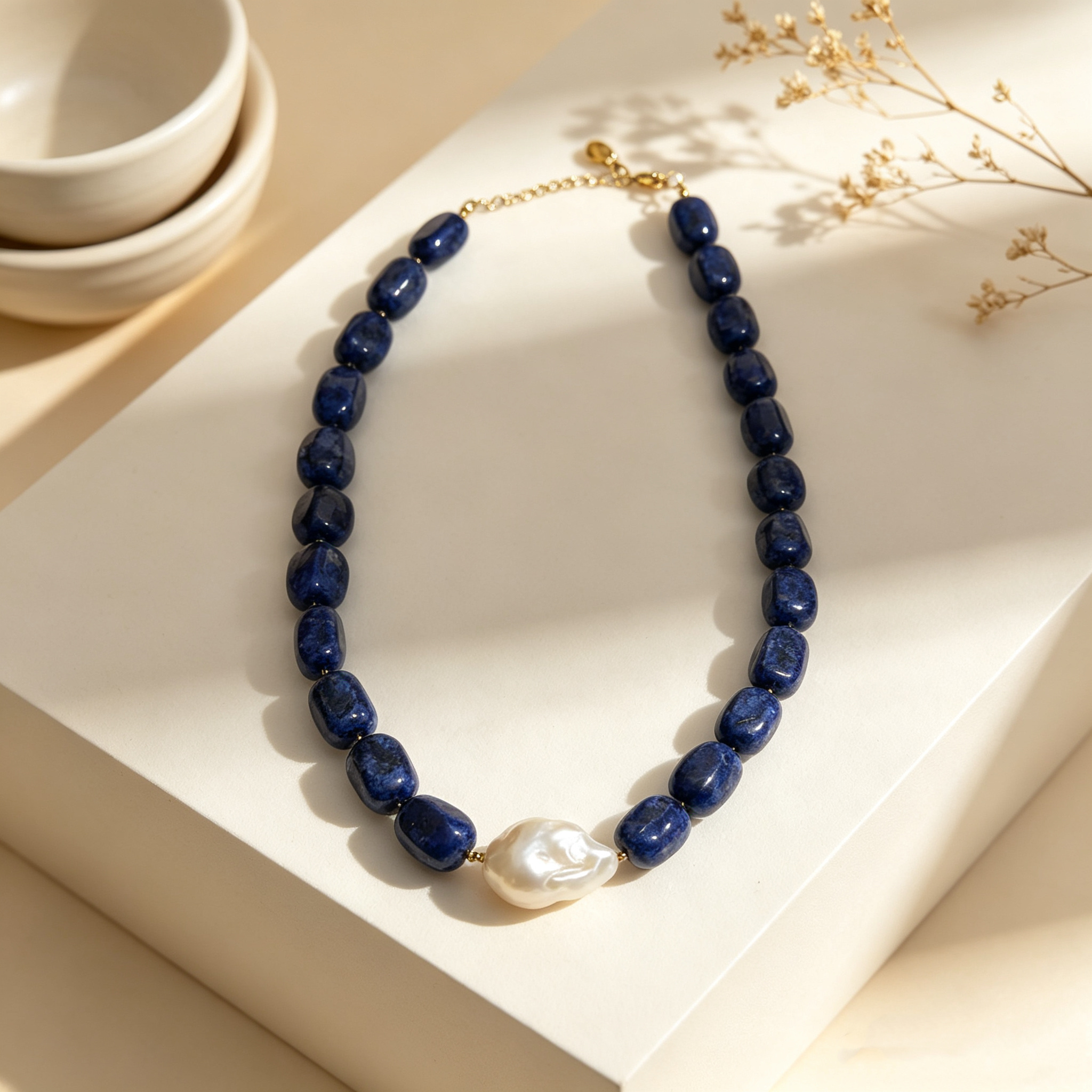 القلادة الريحية الوطنية من المرأة قلادة قصيرة من اللؤلؤ الطبيعية الخضراء للمياه العذبة Specification image