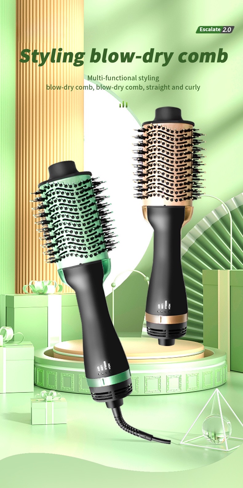 Cross border multifuncional rizador de pelo peinador de aire caliente peinador de pelo rizado peinador de pelo soplado peinador de pelo peinador de pelo liso peinador eléctrico caliente detail image 3