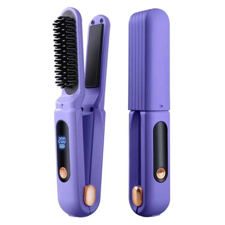 Cargador inalámbrico peinado para alisar el cabello mini portátil lazy ion cuidado del cabello anion artifact para alisar el cabello rizos rectos férulas para alisar el cabello de doble uso