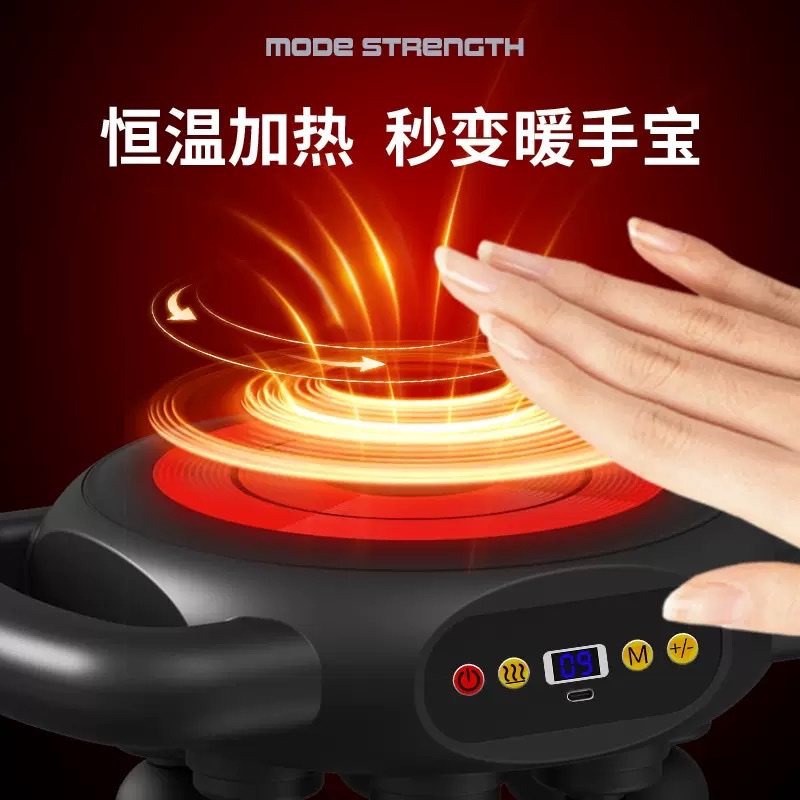 Eight-head heated fascia gun, muscle relaxation massager, multi-speed fascia instrument, multi-functional abdominal, shoulder and neck massage gun details Picture