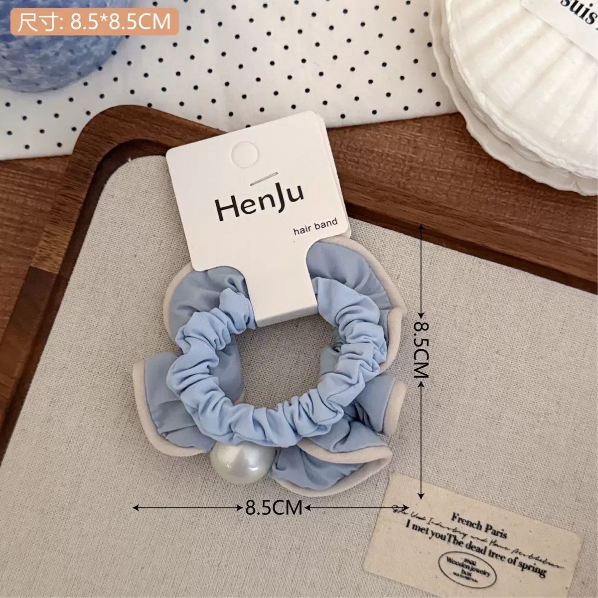 New retro and simple pearl water diamond hair tie, a versatile ponytail hair accessory for girls, a high elasticity rubber band headwear detail image 2