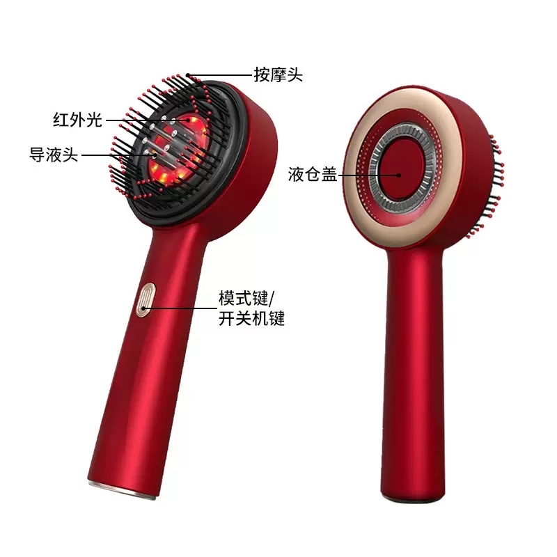 Multi-functional electric massage comb, red light essential oil liquid delivery instrument, automatic kneading scalp and hair care comb massager Item Picture