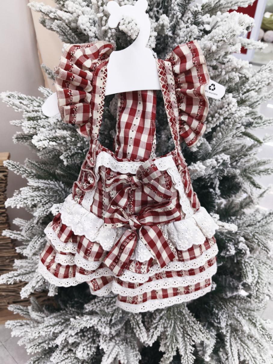 Korean-style red Gloria pet dress with lace traction, dog princess dress, dog spring and summer clothes details Picture