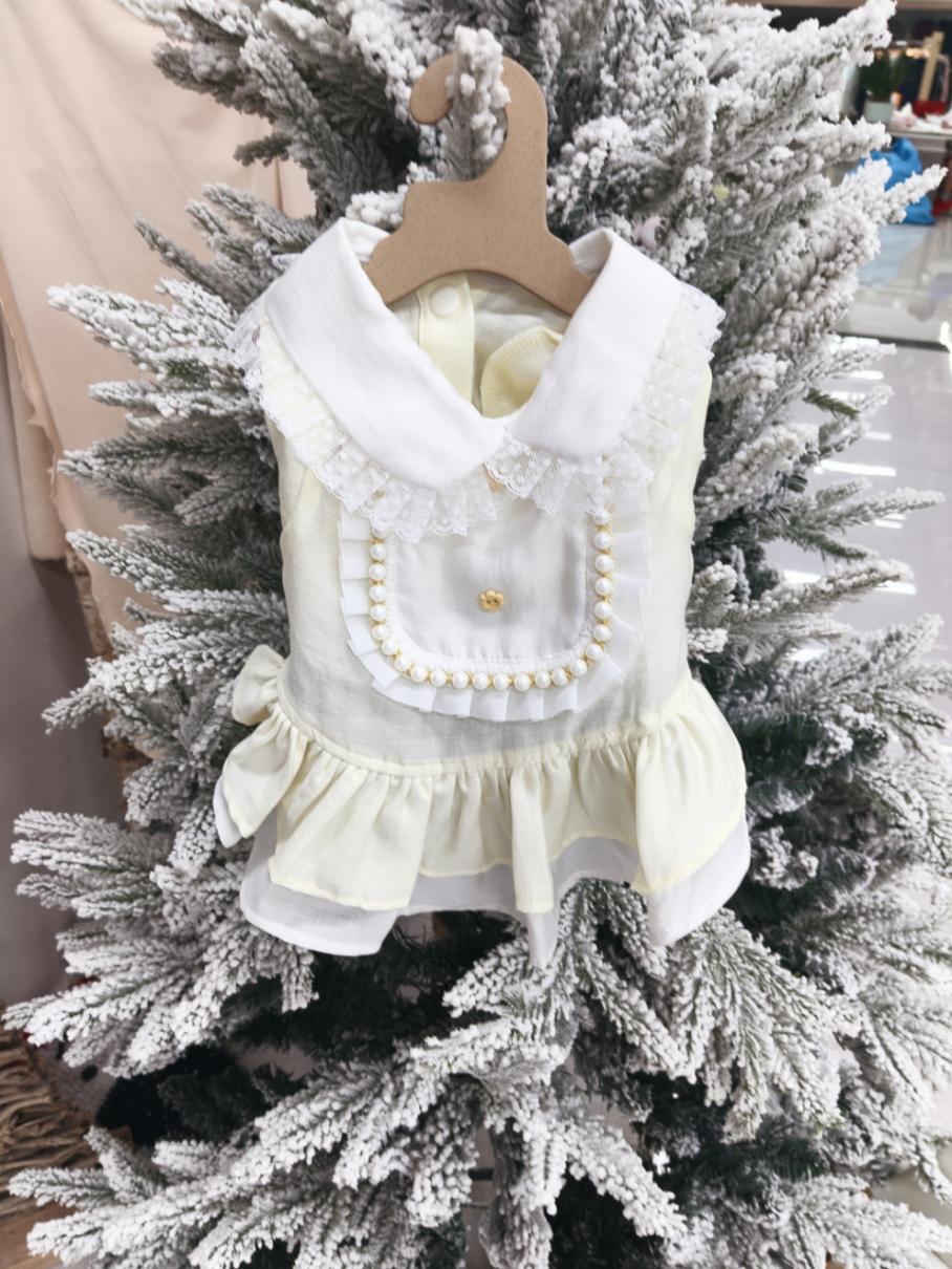 Pearl lace double-layer cake dress, small body dog spring and summer breathable dress, popular sweet pet clothing Item Picture