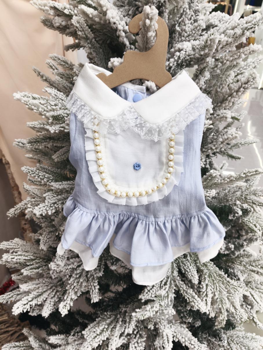 Pearl lace double-layer cake dress, small body dog spring and summer breathable dress, popular sweet pet clothing Application Scenario