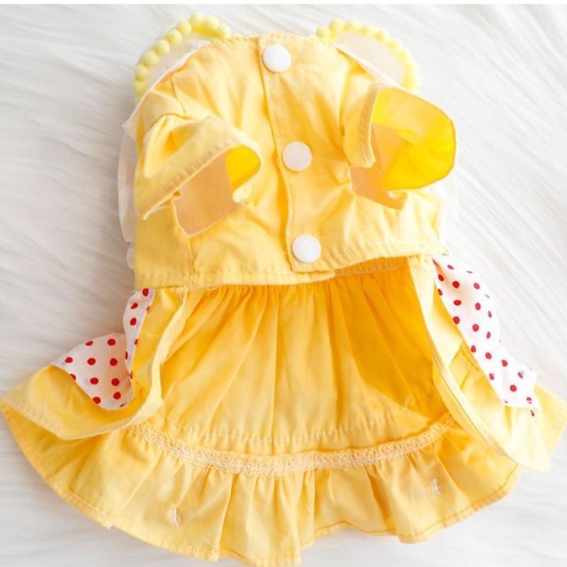 Cute polka dot maid pet dress, bear embroidered ruffled pet dress, Bichon frise Maltese dog dress Application Scenario