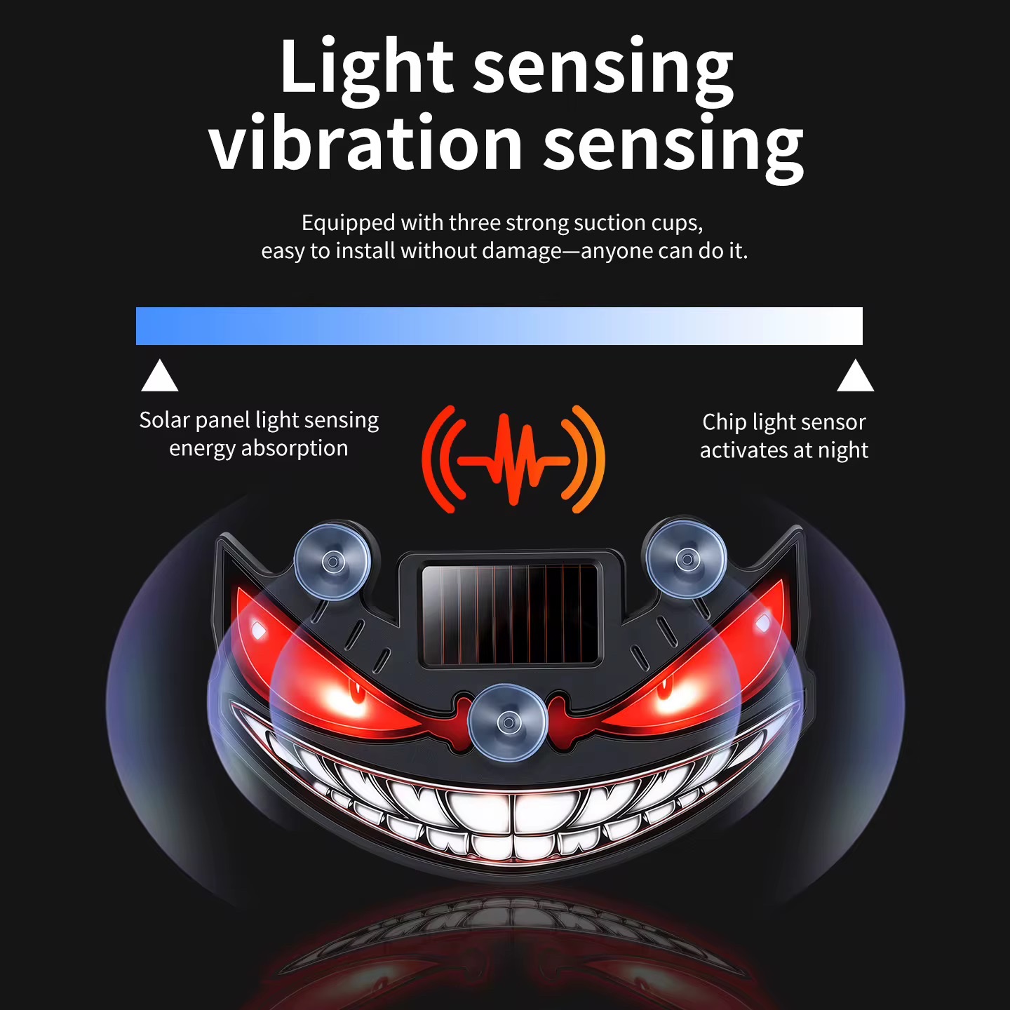 Solar-powered Devil's Eye led car ambient light, dynamic expression warning light for car rear Windows, cross-border new style Specification image