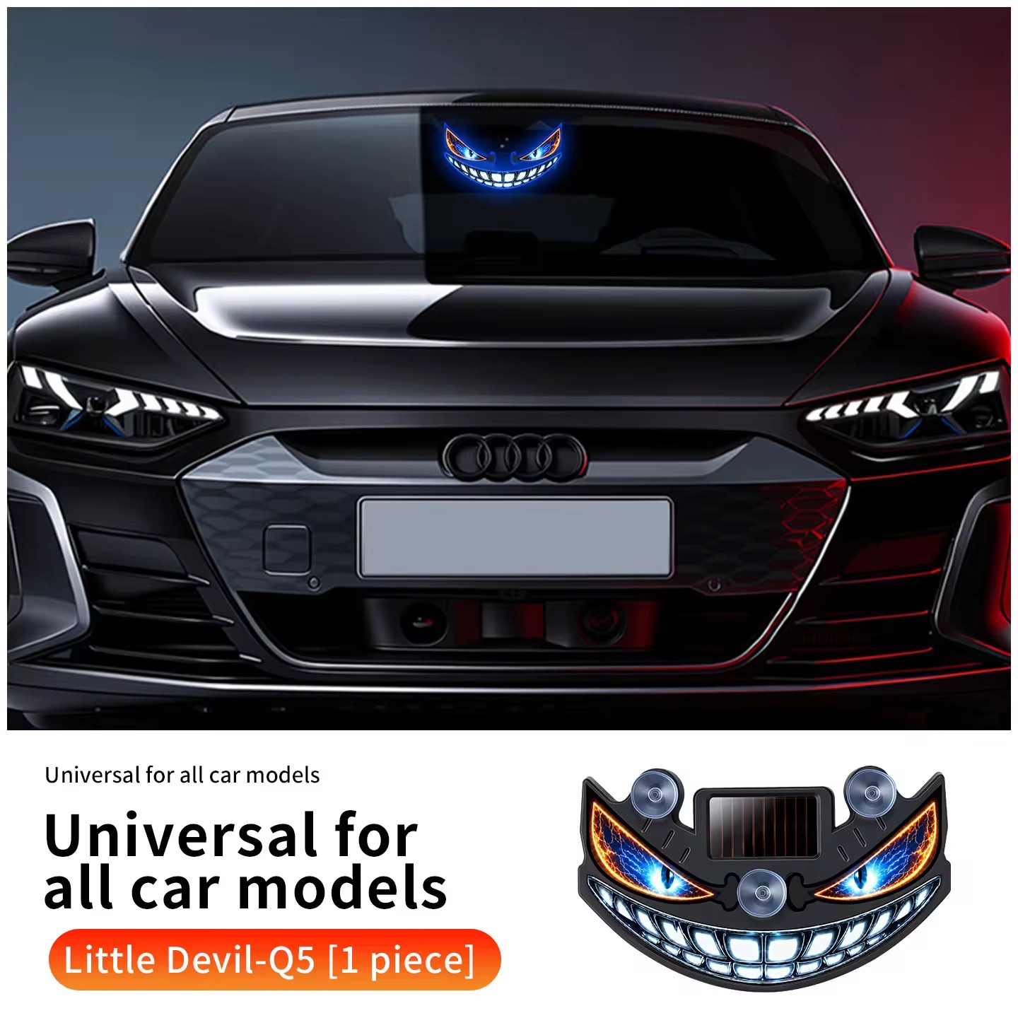 Solar-powered Devil's Eye led car ambient light, dynamic expression warning light for car rear Windows, cross-border new style detail image 10