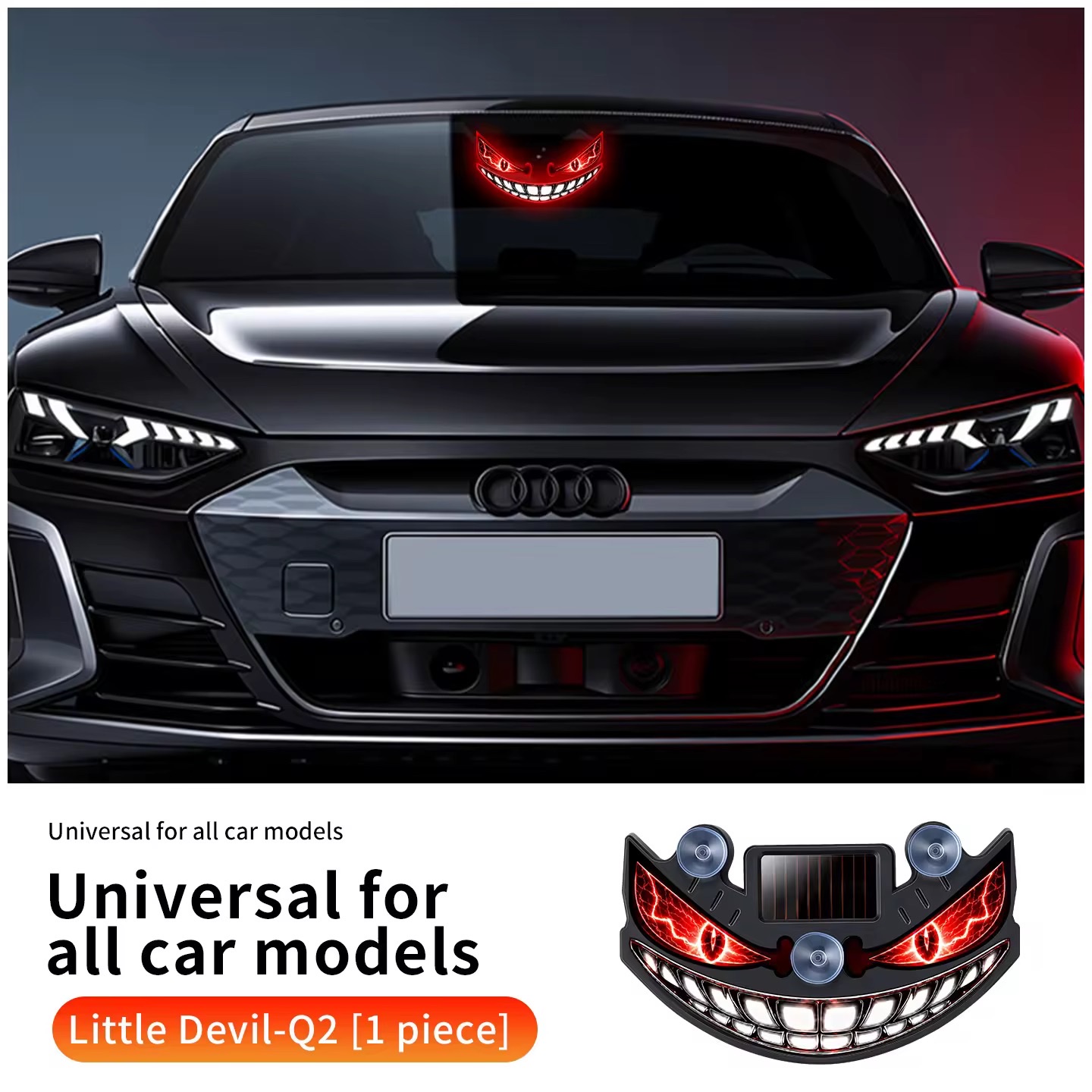 Solar-powered Devil's Eye led car ambient light, dynamic expression warning light for car rear Windows, cross-border new style detail image 7