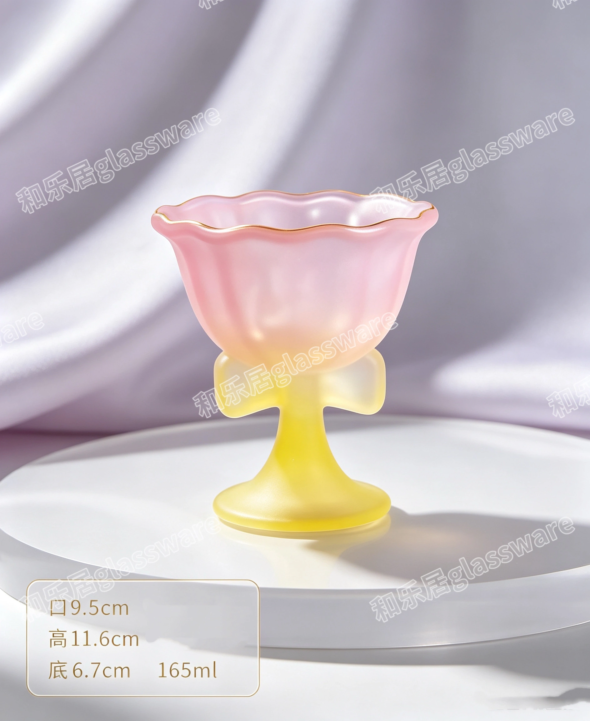 Bow-shaped high-footed glass dessert cup, high-appearance-level ice cream bowl, yogurt ice cream cup detail image 7
