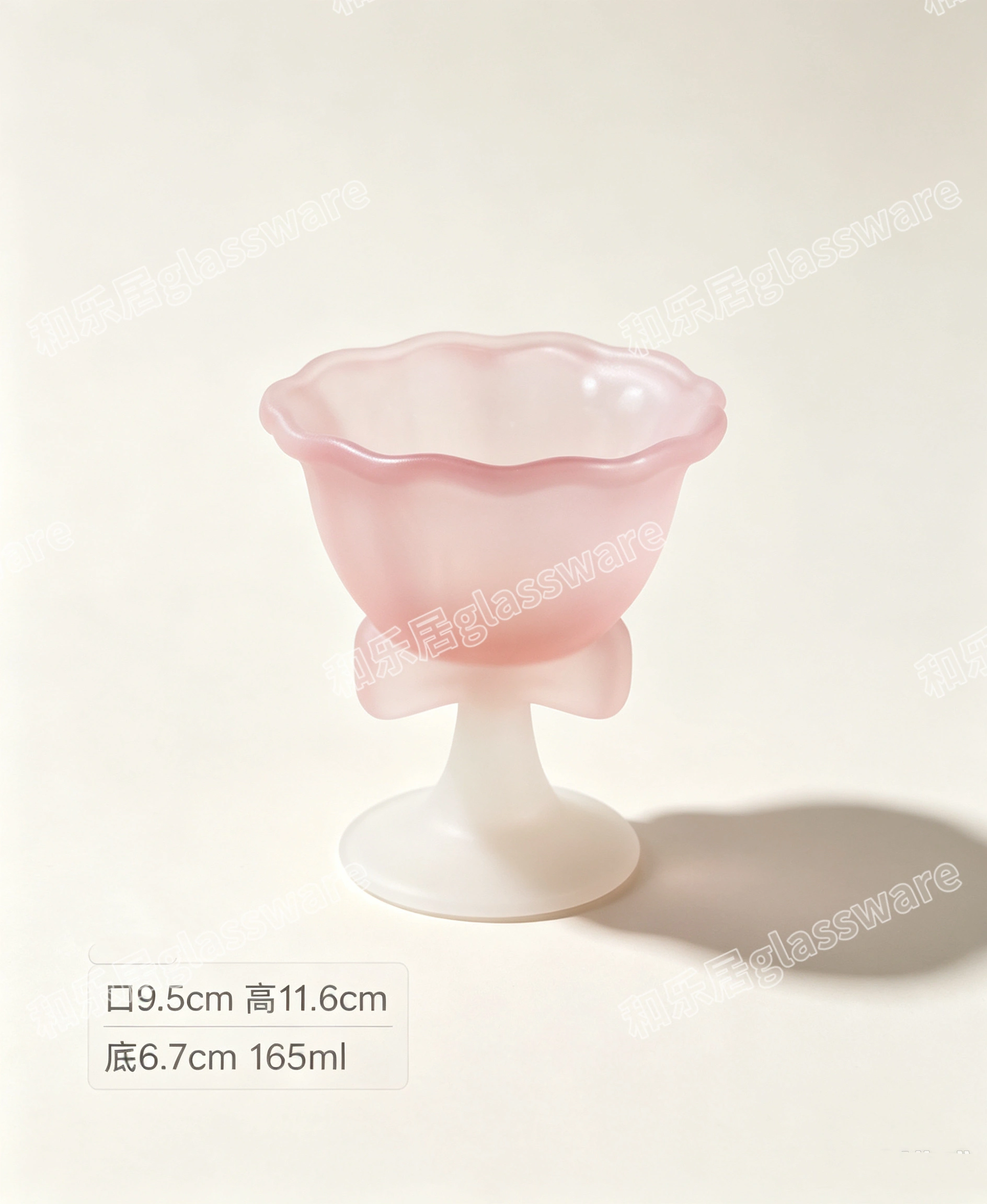 Bow-shaped high-footed glass dessert cup, high-appearance-level ice cream bowl, yogurt ice cream cup detail image 5