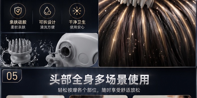 Smart electric wireless scalp simulation kneading red light waterproof pet massage device Cross-border new model detail image 6
