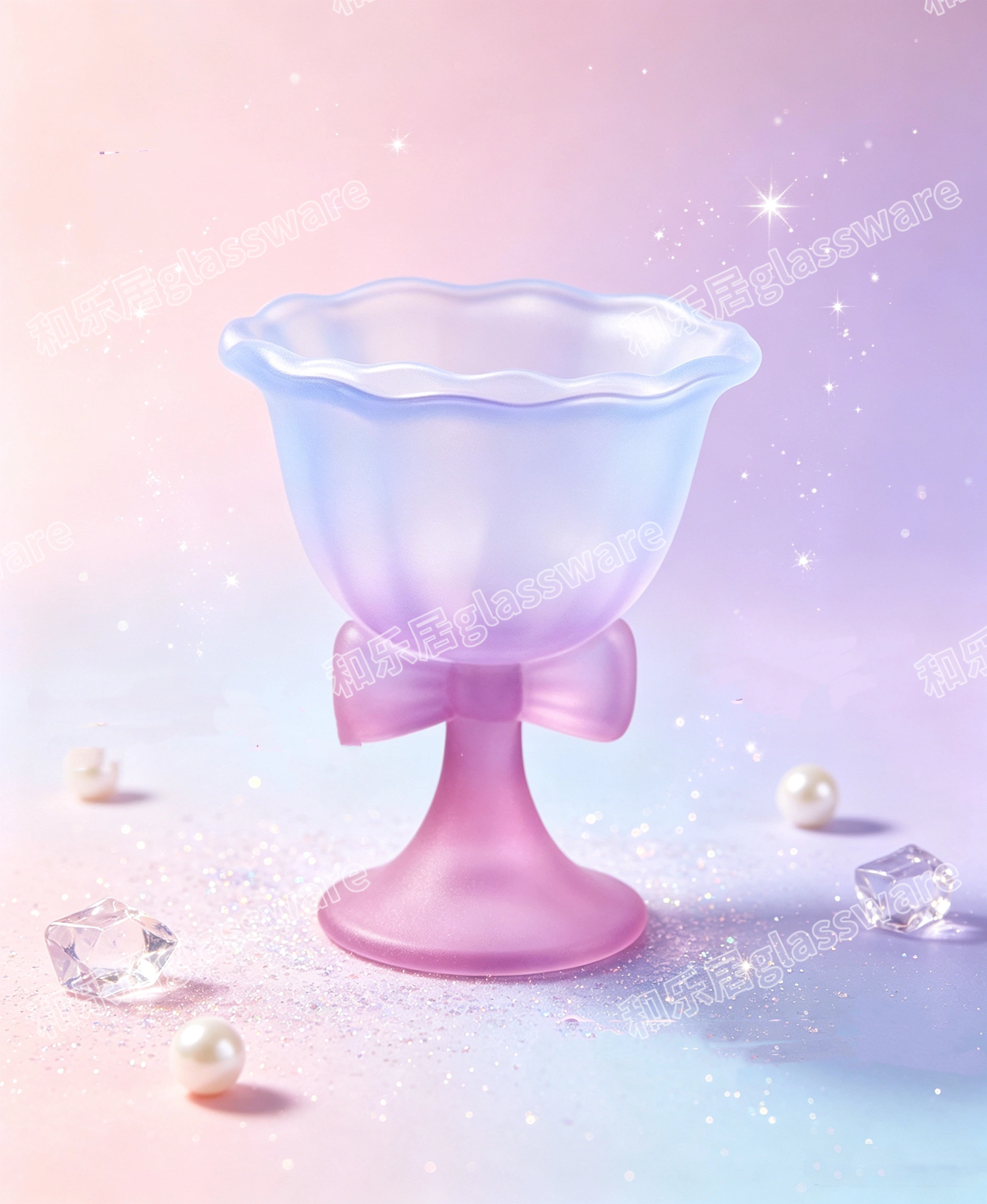 Bow-shaped high-footed glass dessert cup, high-appearance-level ice cream bowl, yogurt ice cream cup detail image 8