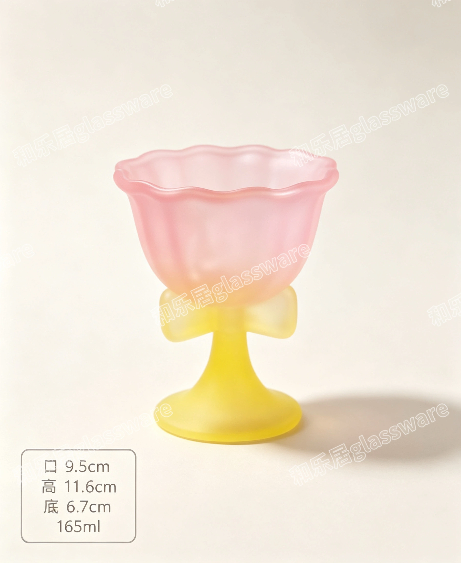 Bow-shaped high-footed glass dessert cup, high-appearance-level ice cream bowl, yogurt ice cream cup detail image 2