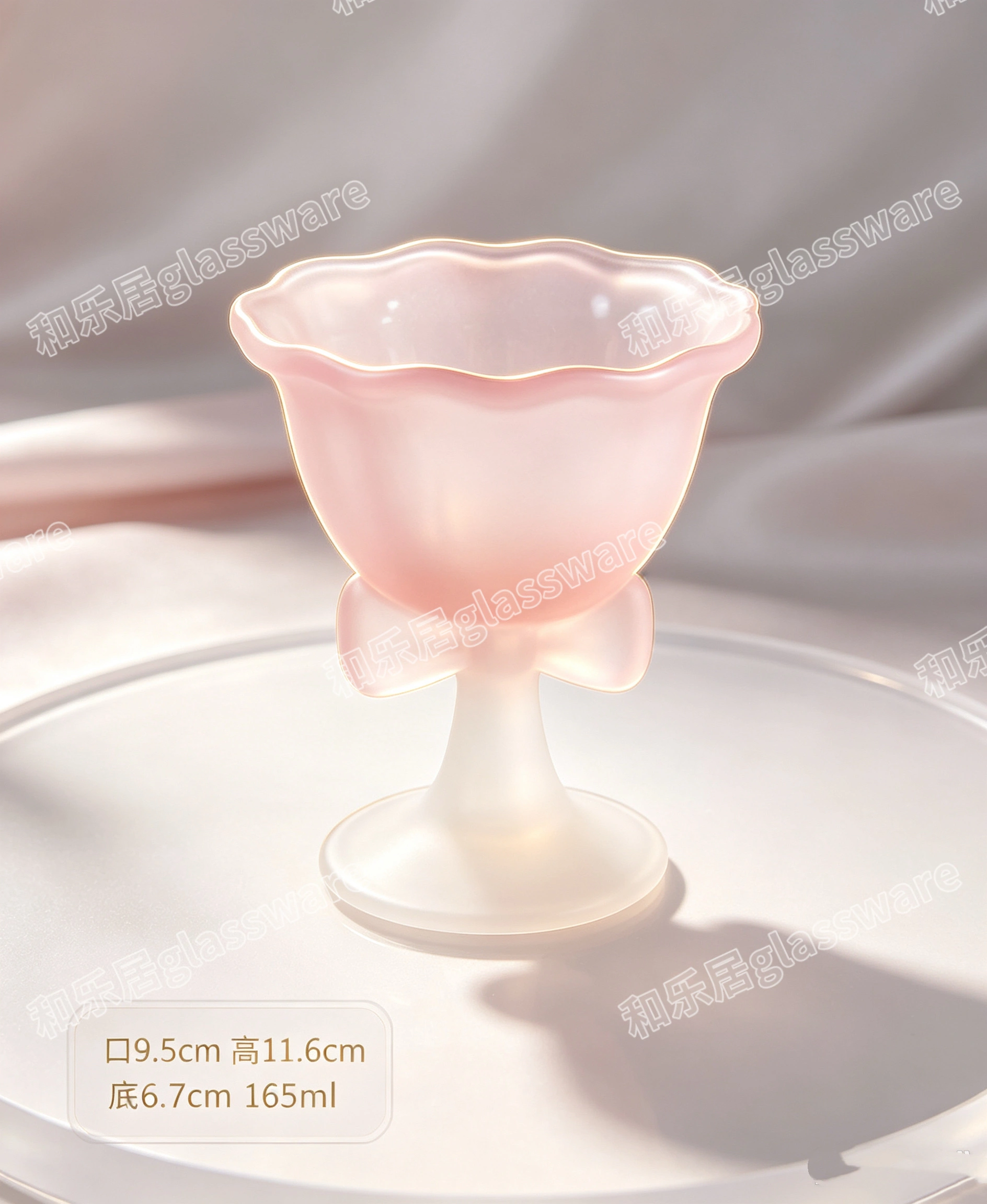 Bow-shaped high-footed glass dessert cup, high-appearance-level ice cream bowl, yogurt ice cream cup detail image 6