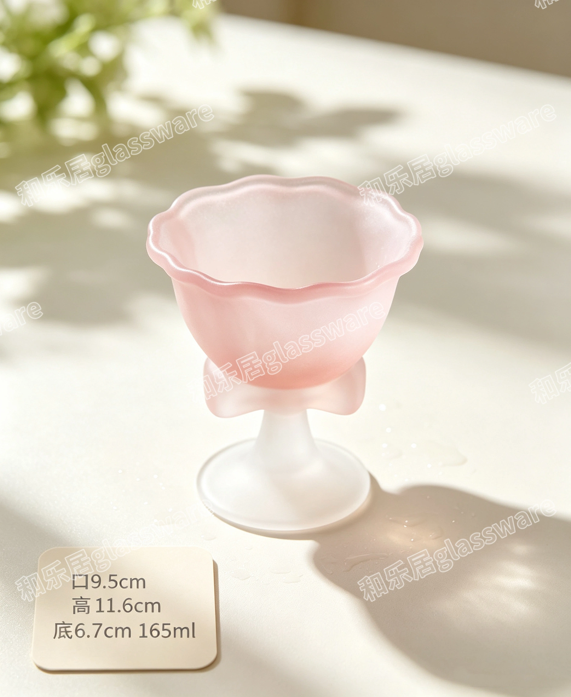 Bow-shaped high-footed glass dessert cup, high-appearance-level ice cream bowl, yogurt ice cream cup detail image 9