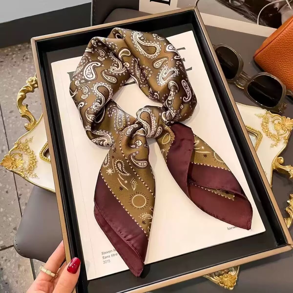 Silk scarf, silk scarf buckle, real silk scarf, custom-made real silk scarf for women detail image 3