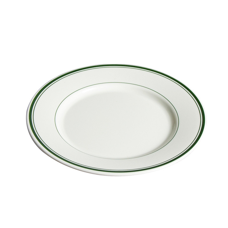 Vajilla creativa de metamina disco de plástico con bordes verdes para hotel western steak plate plato de pasta premium sense plate comercial Application Scenario