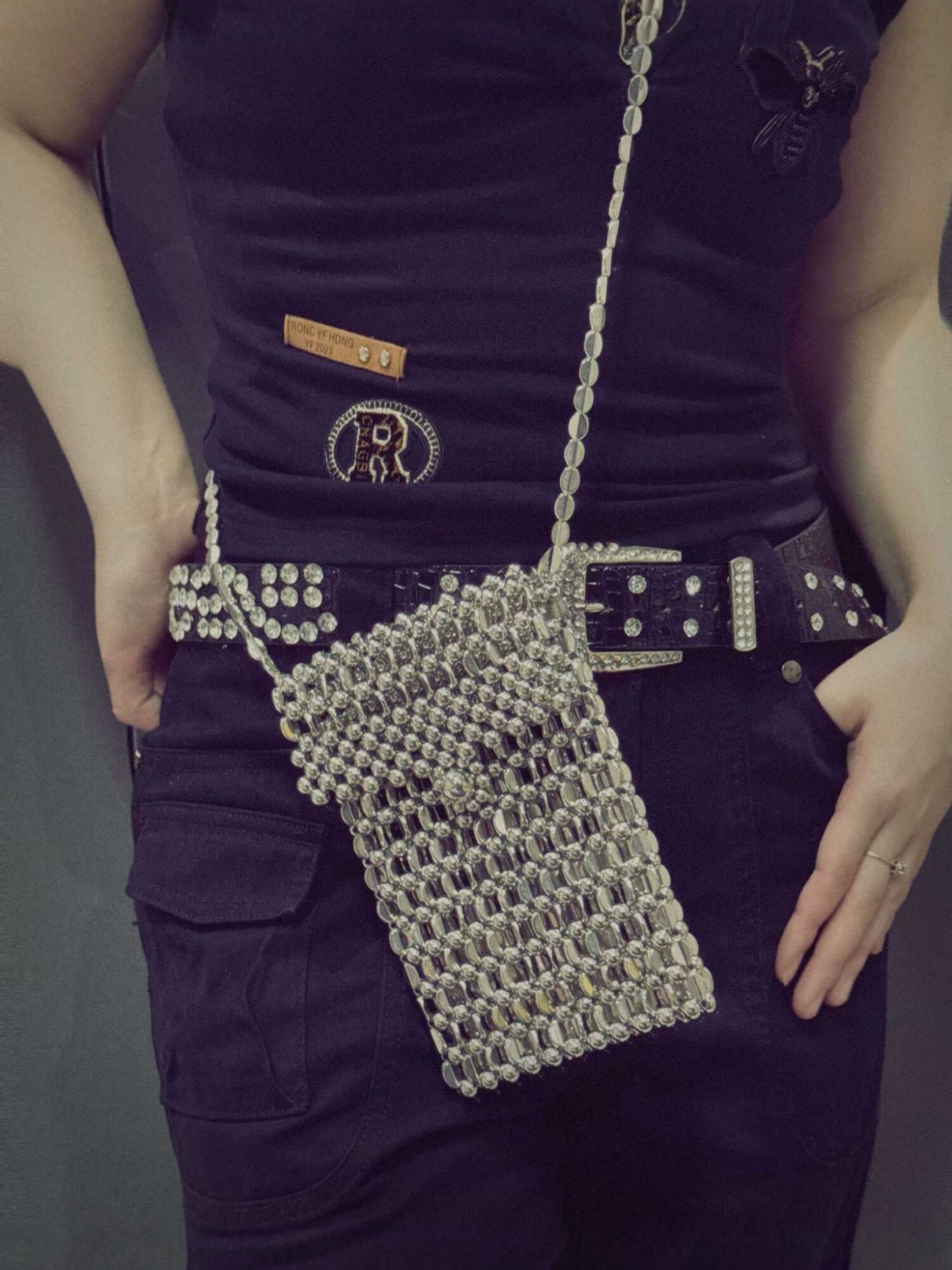 Metal beaded crossbody bag for women 2026 new style, high-end chain small shoulder bag, fashionable and versatile shoulder bag detail image 2