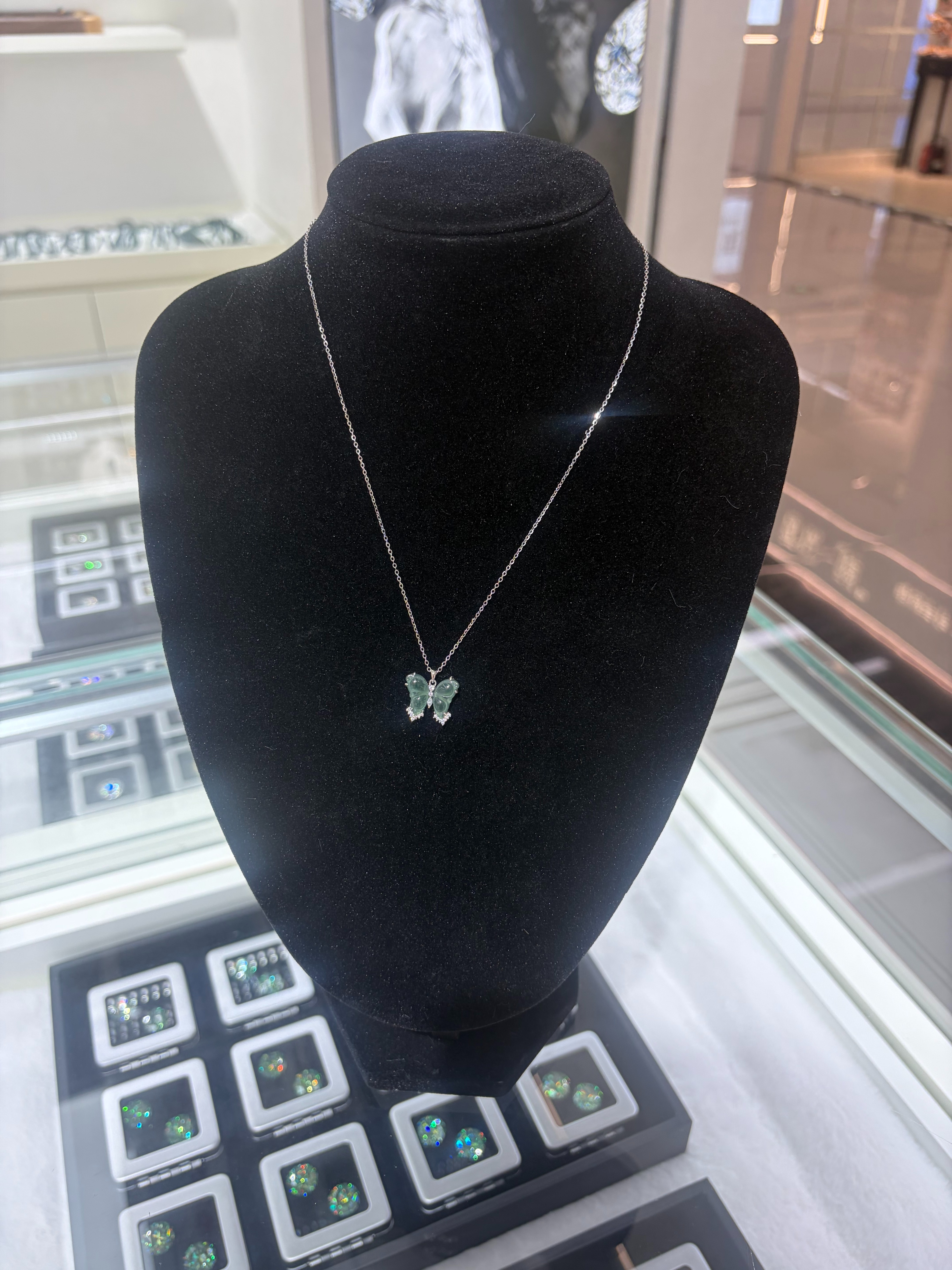Hazardous material jade silver necklace 1