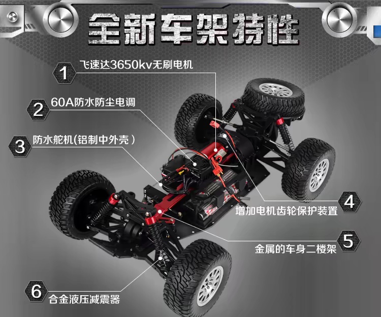 FS Feishen Desert Truck 1/10 Brushless Remote Control Short Truck Model RC high-speed remote control model car detail image 11