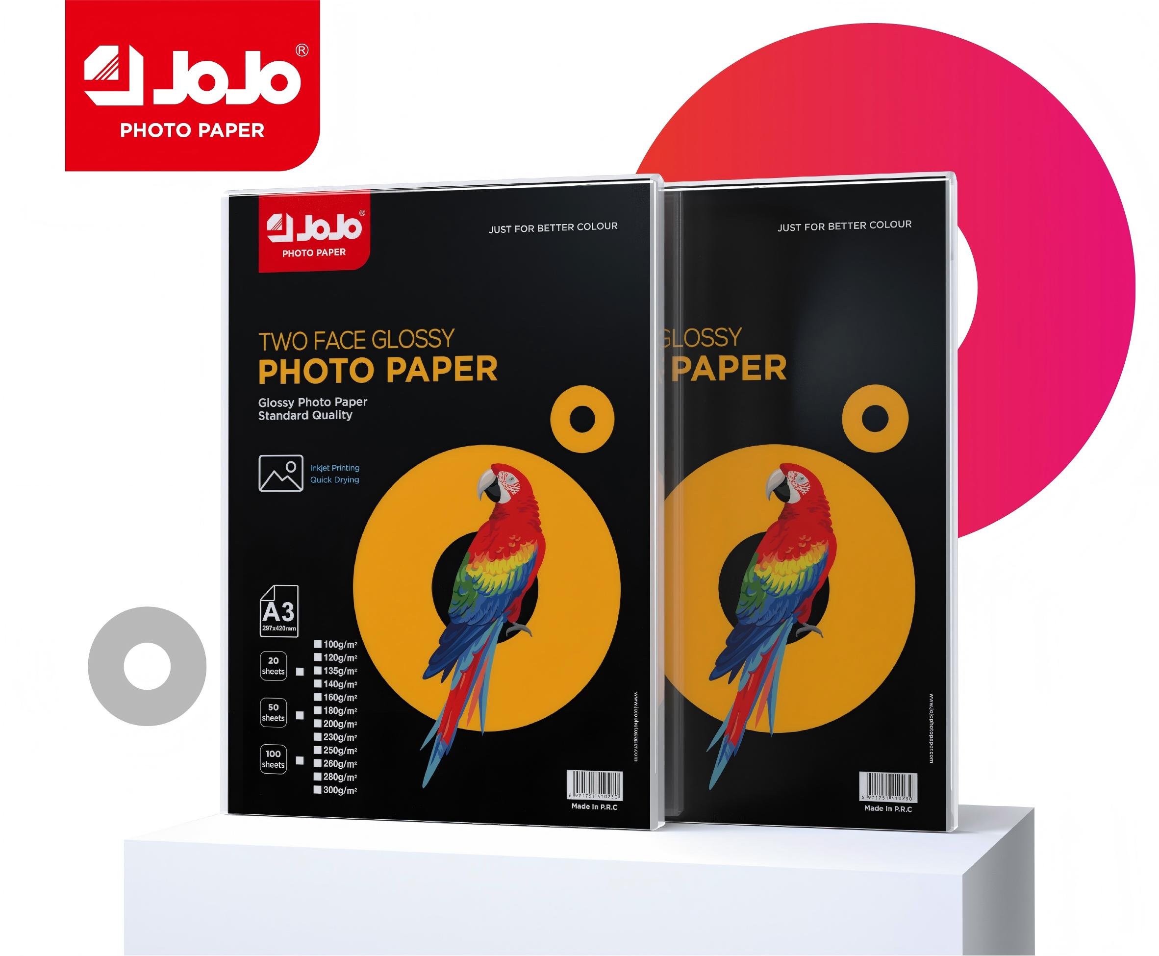 JOJO Double-sided high-gloss photo paper A3 weight, 50 color pages available, inkjet printing photo paper, suitable for photo studio portraits, family photos, promotional brochures printing