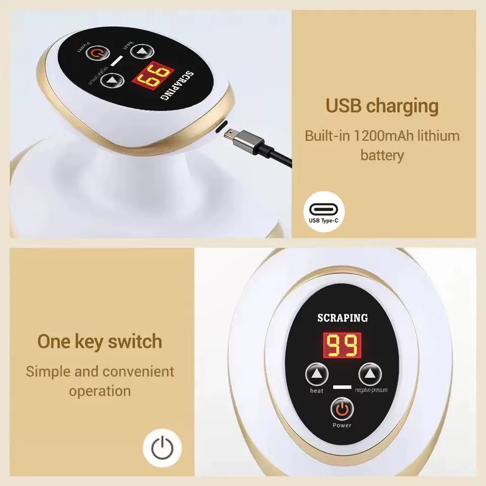 Cross-border electric gua sha device, cupping instrument, meridian unblocking brush, hot compress gua sha, meridian massage and tendon therapy device, suction sha device details Picture