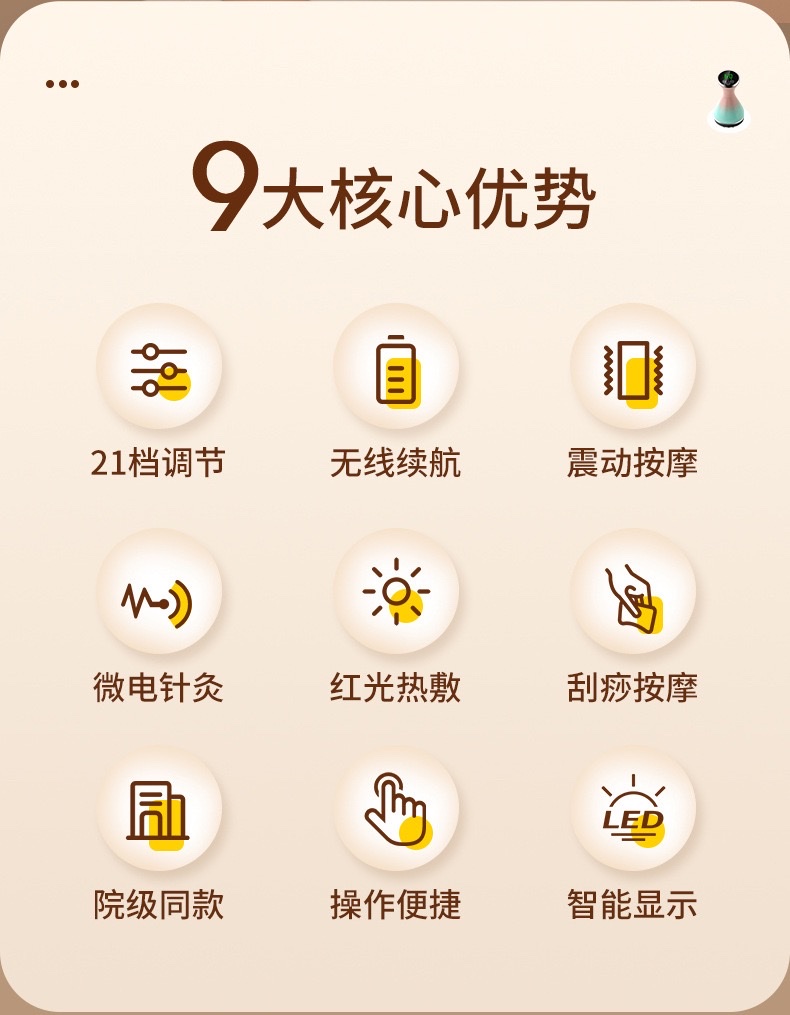New cross-border micro-current meridian brush, electric hot compress, gua sha, abdominal massage, vibration and meridian unblocking device, home full-body massage detail image 2