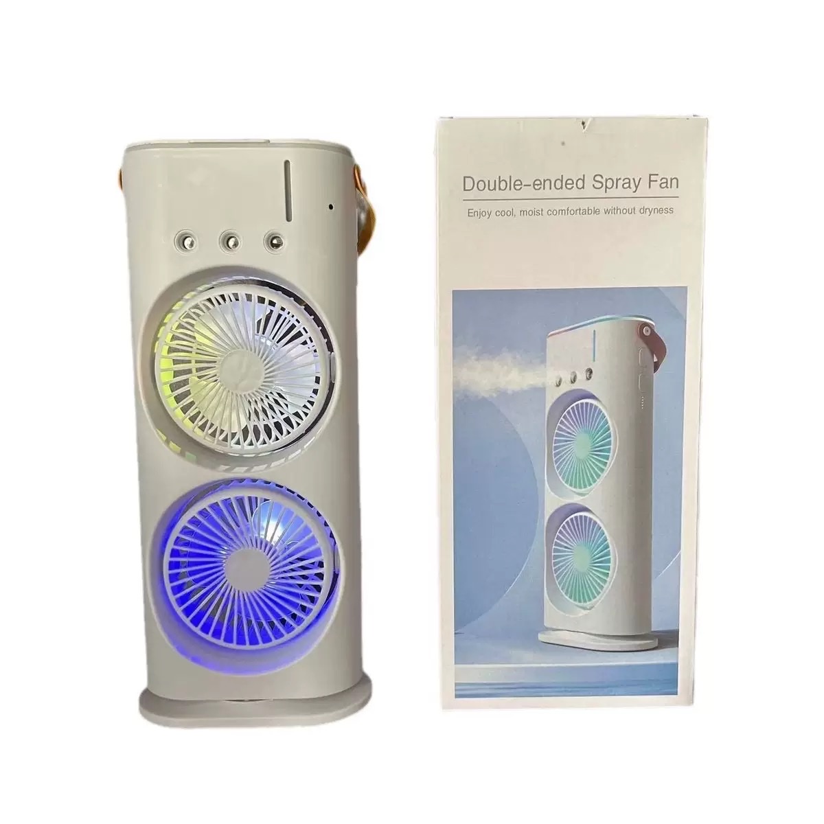 Three-hole dual-head fan, home USB charging oscillating humidifying and cooling fan, office desktop spray fan Specification image