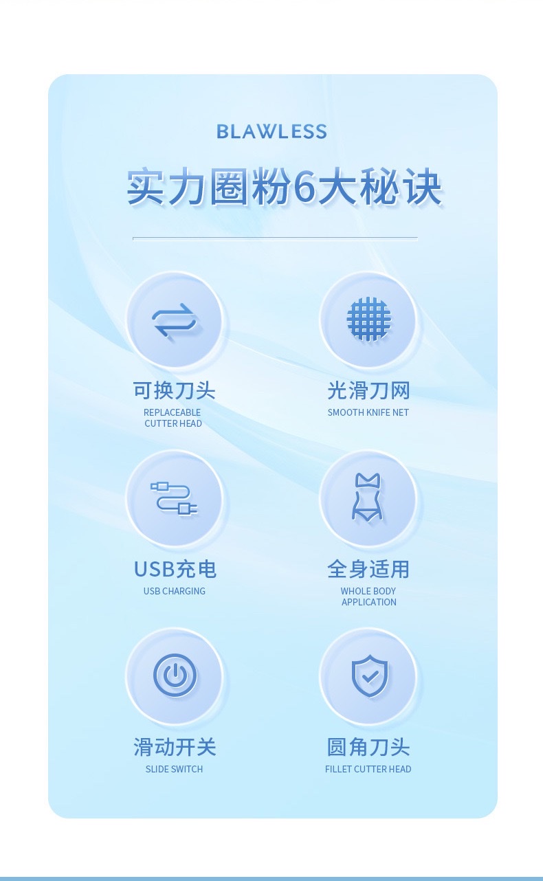 跨境女士电动剃毛器多功能便携刮毛仪腋下鼻毛修眉修剪脱毛器 detail image 3