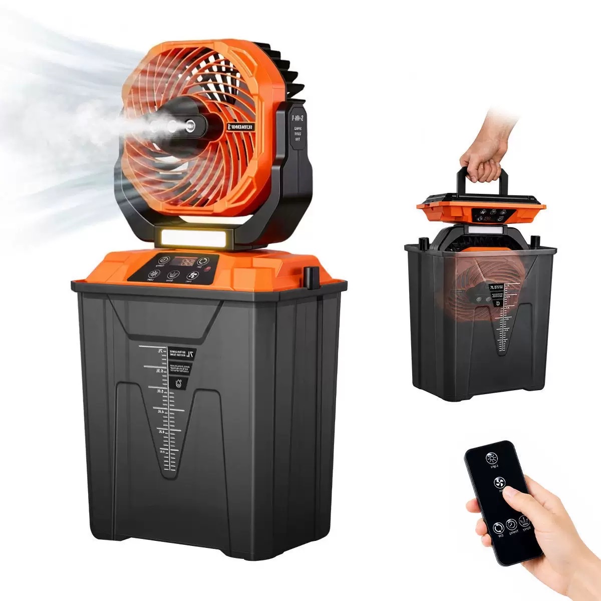 Cross-border portable outdoor fan, spray fan, rechargeable electric fan, ultra-long battery life 10L water tank, lithium battery fan details Picture