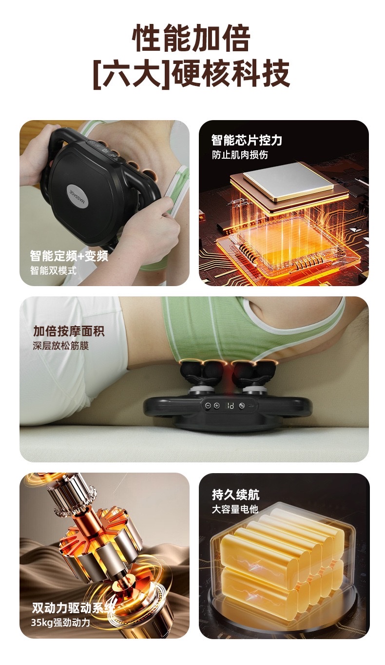 New 6-head fascia gun, a muscle relaxation and massage wonder, vibrating neck fascia gun, soft head fascia gun, specially designed for sports students detail image 3