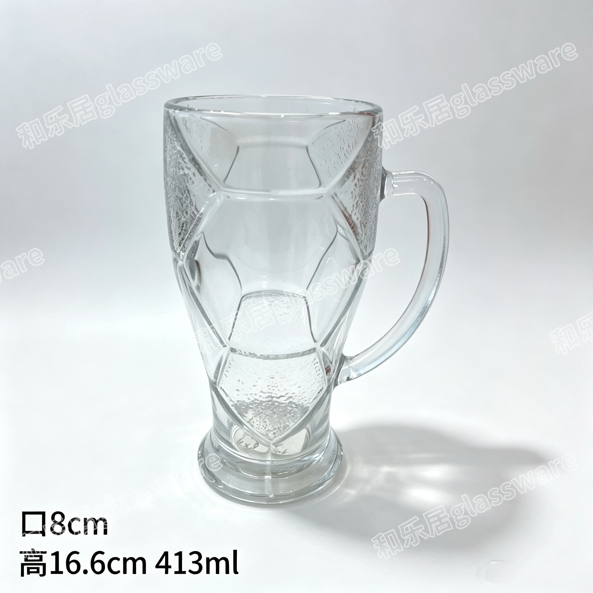 Glass football cup detail image 2