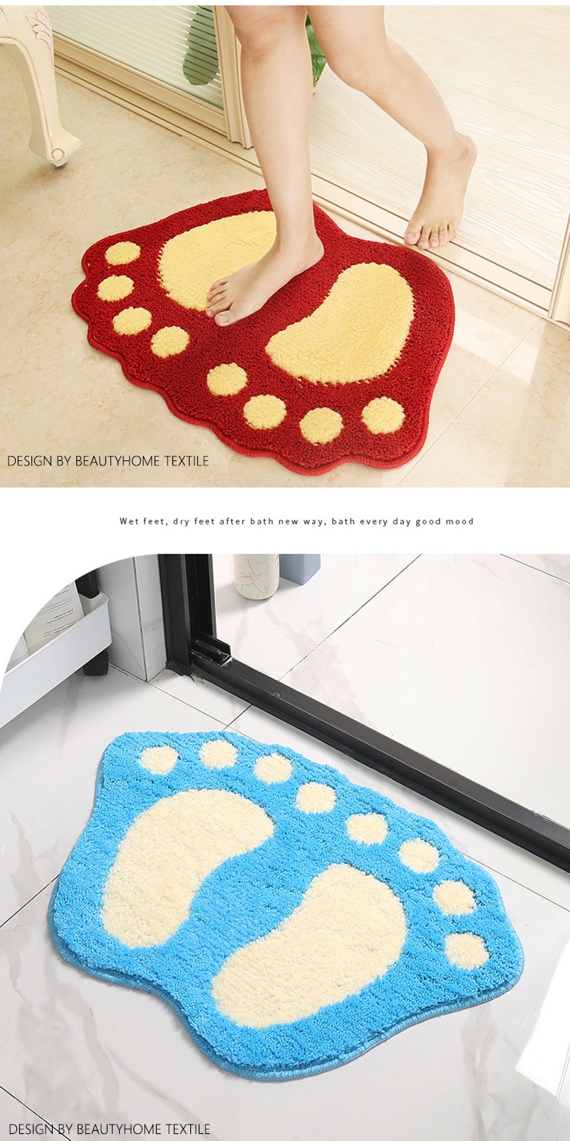 Cute cartoon foot absorbent floor mat for bathroom, bathroom, room door, bedroom, toilet, entrance, small carpet, foot mat detail image 12