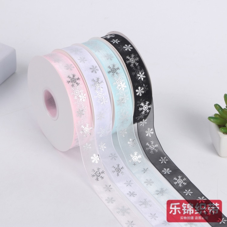 【 Lejin 】 Silver embossed snowflake pattern snow gauze webbing Flower packaging Floral art decoration DIY creative gift binding details Picture