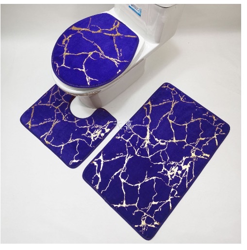 Venta caliente oro peluche wc 3 piezas set de alfombra de piso alfombra de combinación de baño alfombra de combinación de baño de oro Specification image
