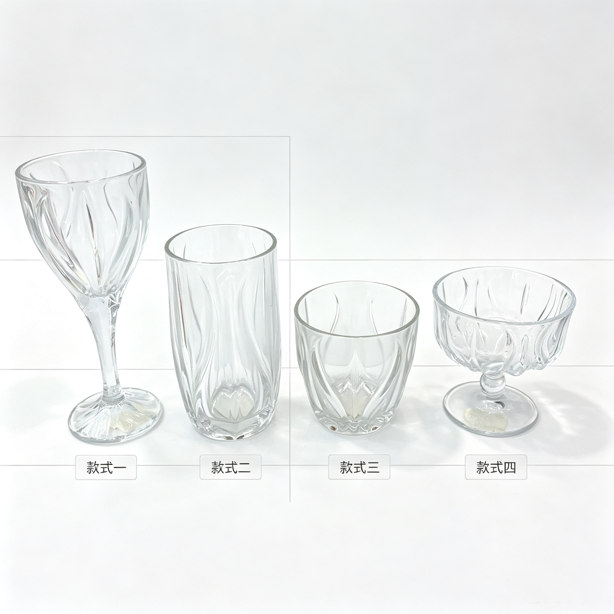 Multi-specification series of glass water cups and high-footed ice cream cups Item Picture