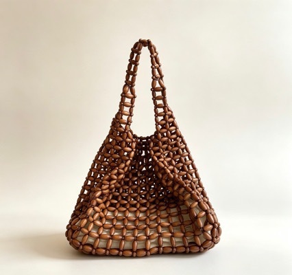 2026 new retro women's bags, handbags, tote bags, underarm bags, woven bags, wooden bead bags, hand-beaded bags detail image 5