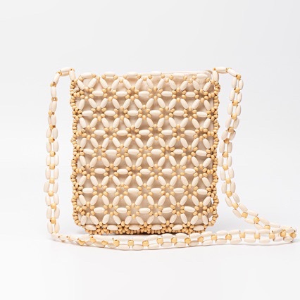 Hollowed-out single-shoulder bag, handcrafted new color-blocking beaded bag, cross-border handwoven bag from Europe and America, crossbody wooden beaded bag detail image 4