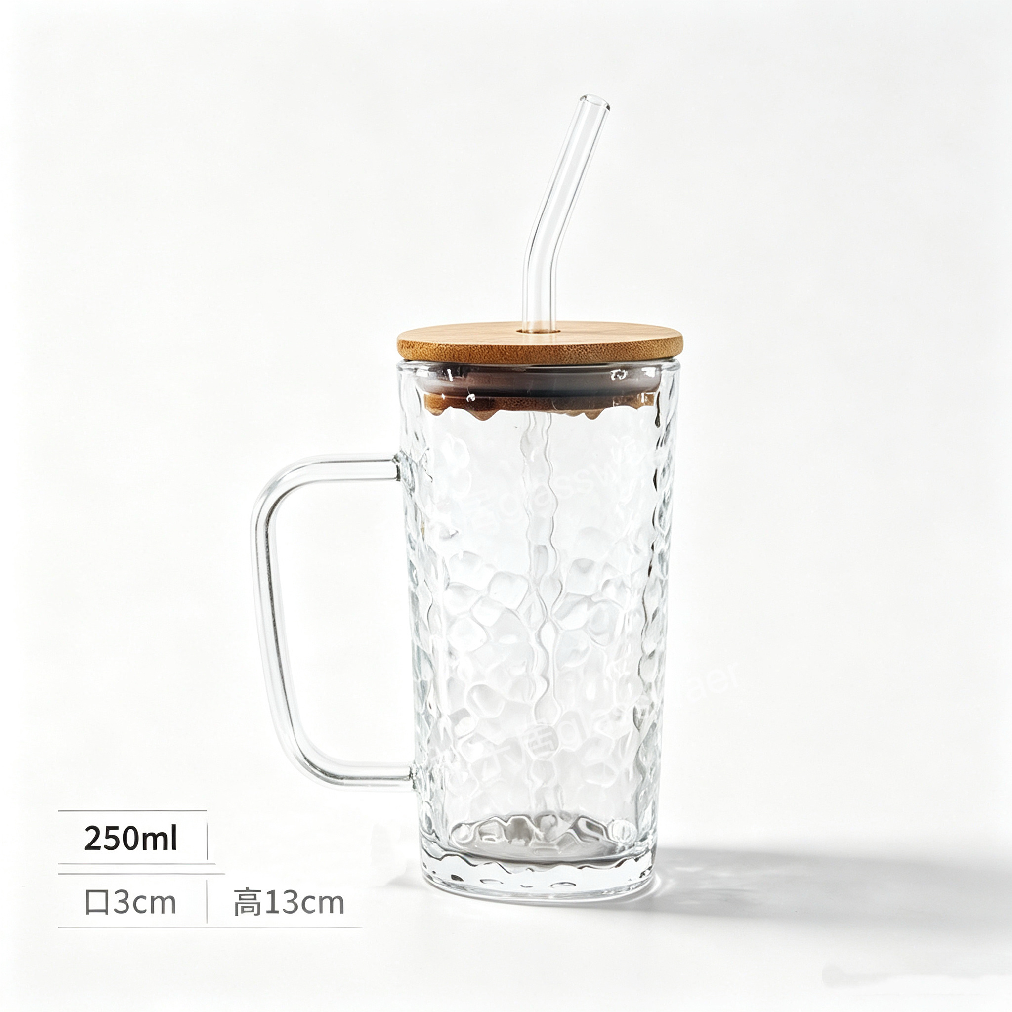Square glass straw handle cup with plastic bamboo lid Application Scenario