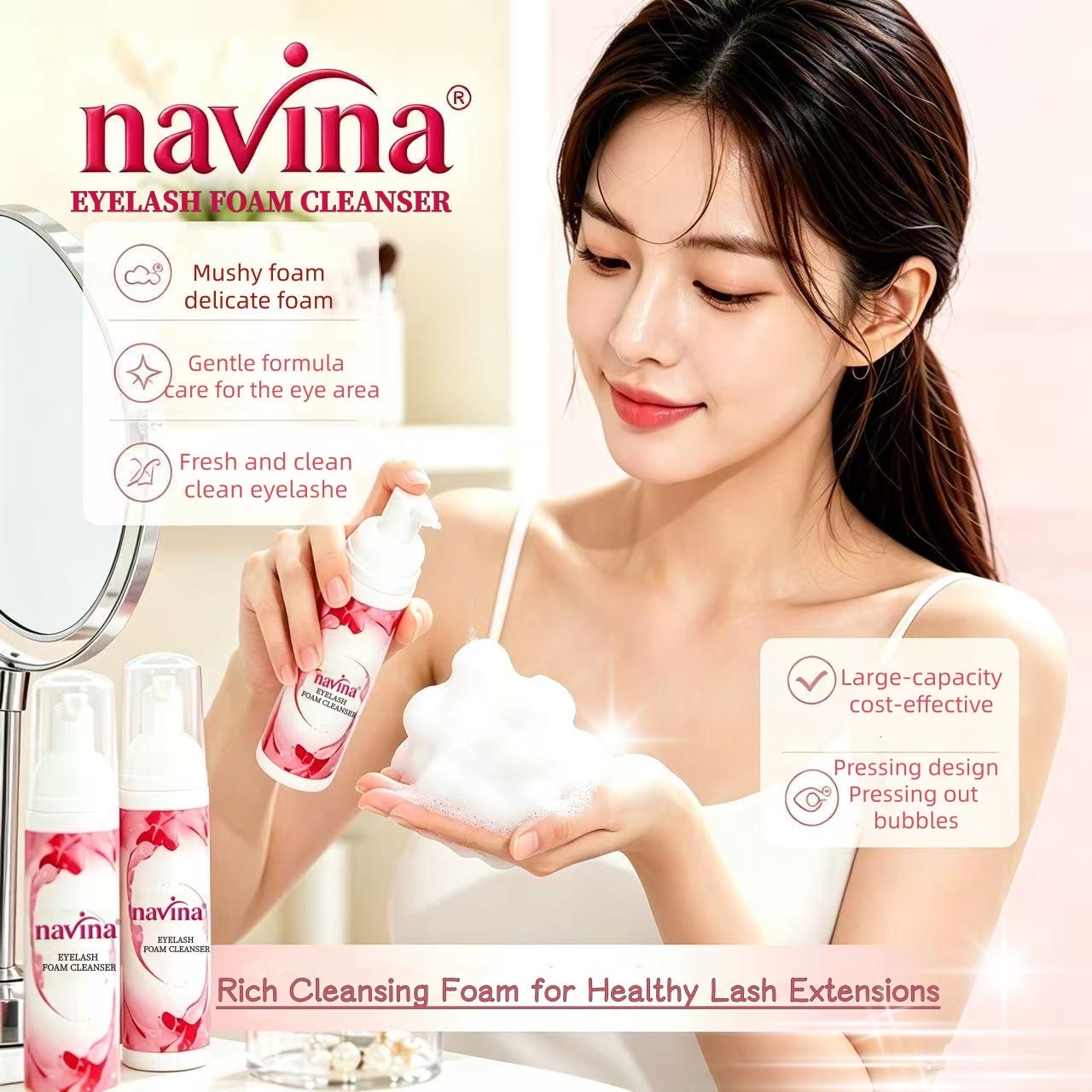 navina Yaviya Eyelash Implantation Special Cleaning Mousse spa Bubble Eyelash Makeup Remover Foam Eye Cleaning Mousse Eyelash Special Deep Cleaning Eye Mousse Eyelash Cleaning Mousse detail image 12