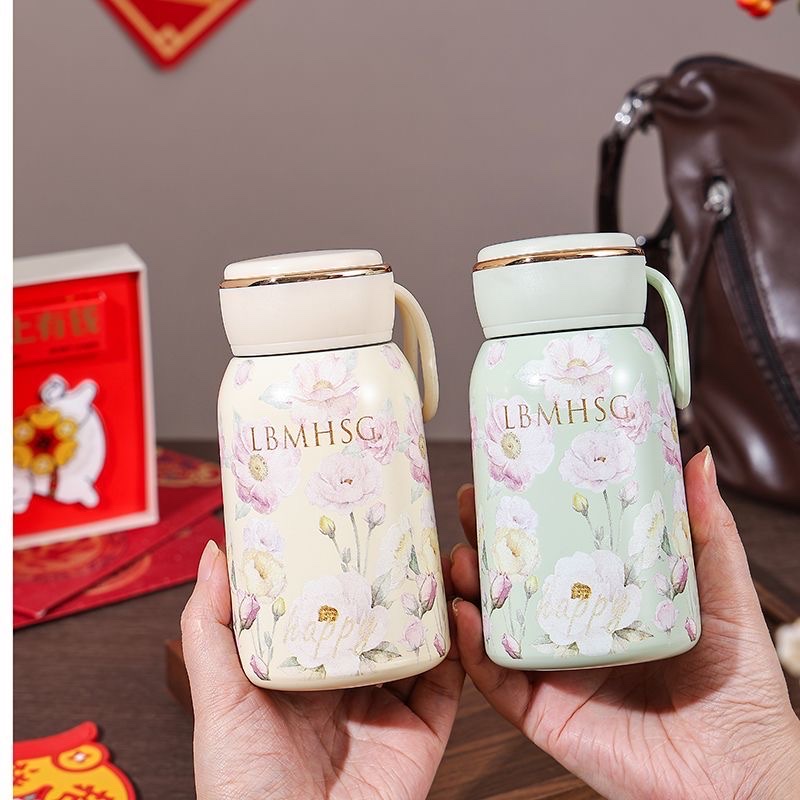 新款不锈钢小巧口袋保温杯女士水杯高颜值外出旅行便捷杯子3D小胖墩300ML 1174-2 YO/W详情图5