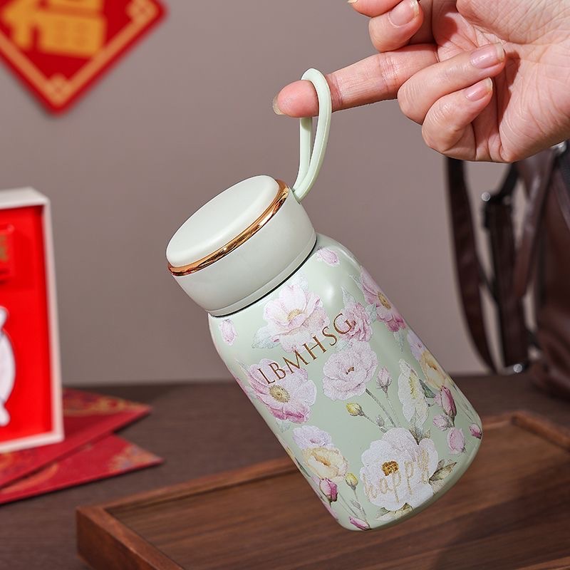 新款不锈钢小巧口袋保温杯女士水杯高颜值外出旅行便捷杯子3D小胖墩300ML 1174-2 YO/W详情图6