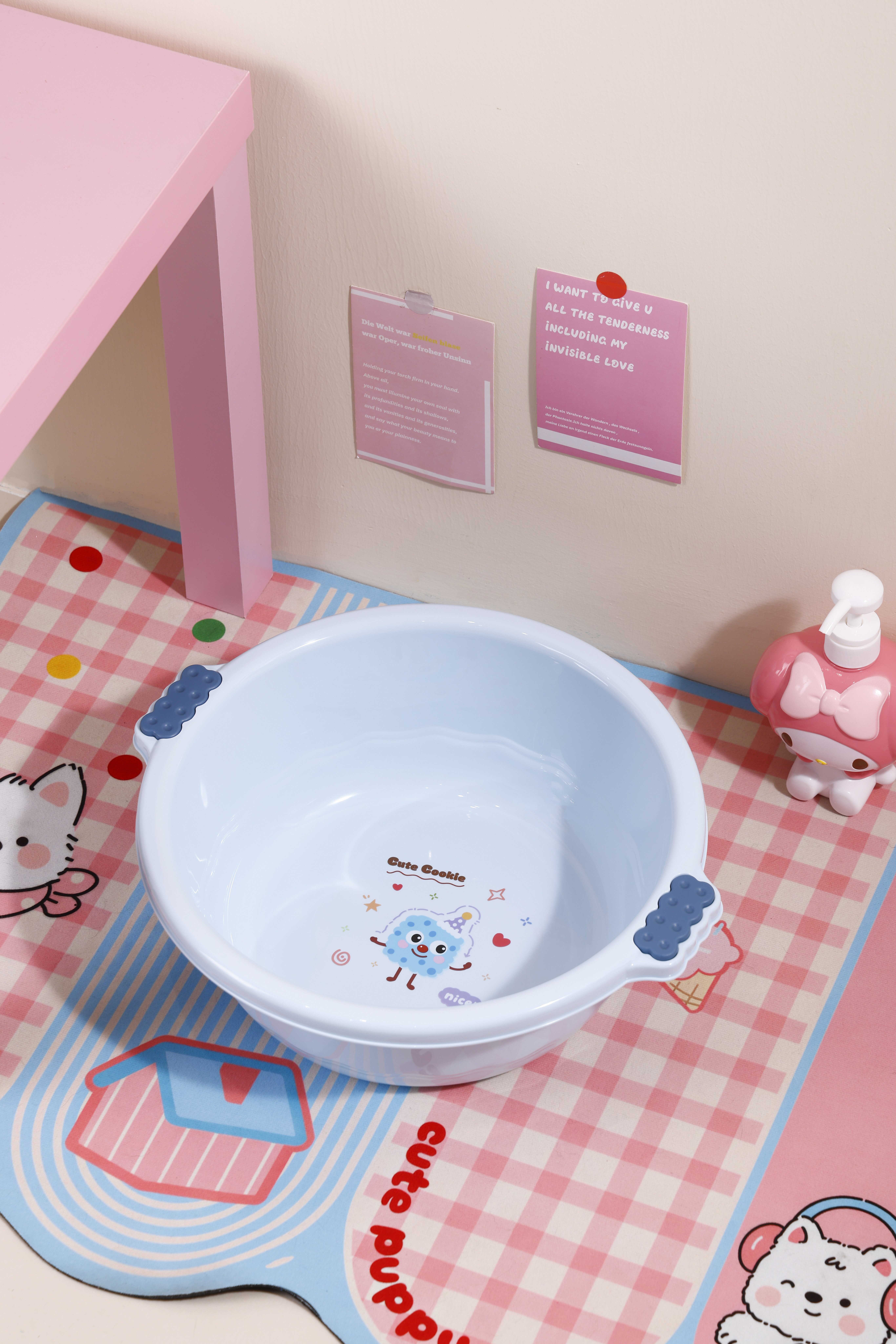 F56-7080 Colorful cookie basin, thickened cartoon washbasin, large household vegetable washing plastic washbasin, student dormitory laundry foot basin, baby basin Specification image