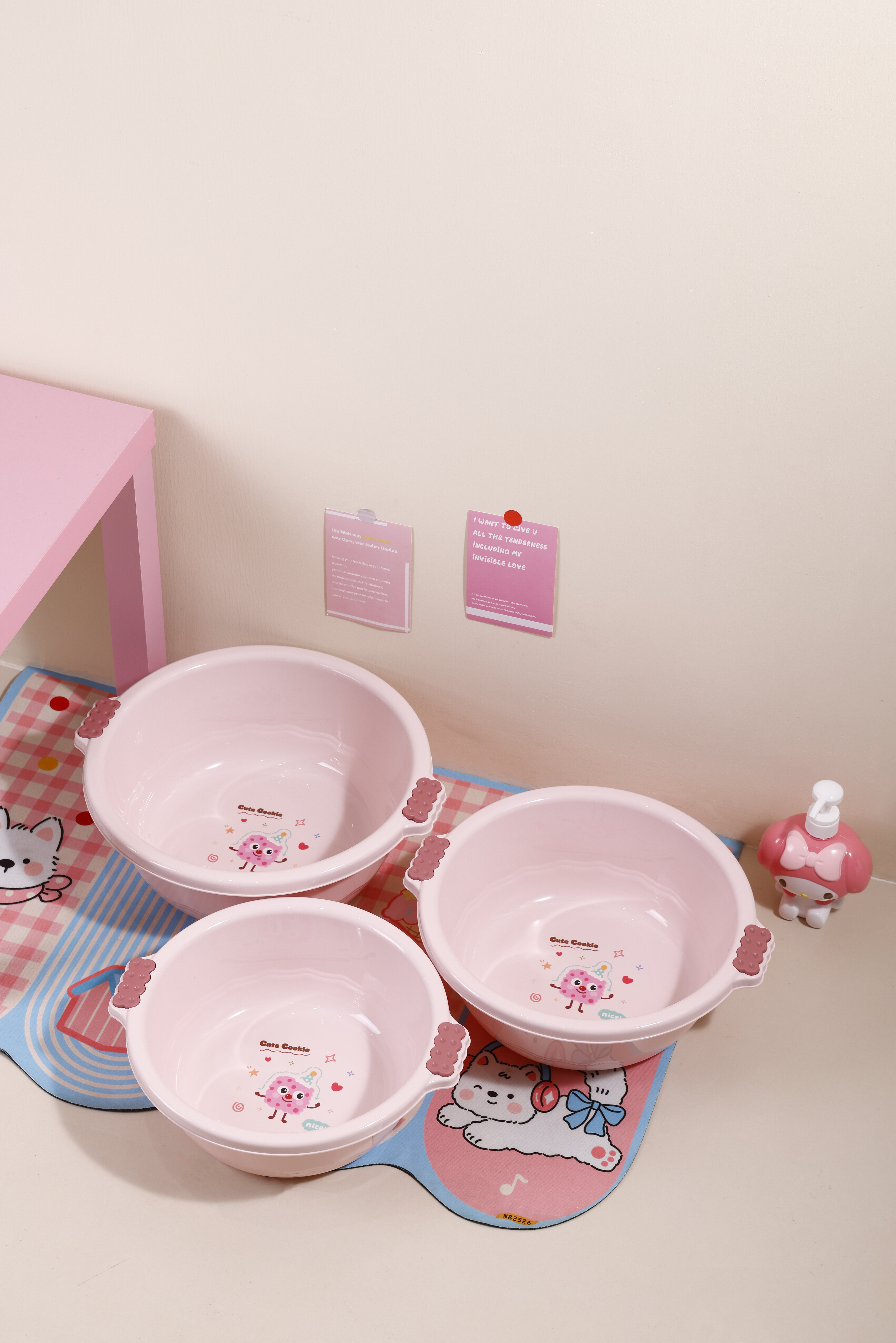F56-7080 Colorful cookie basin, thickened cartoon washbasin, large household vegetable washing plastic washbasin, student dormitory laundry foot basin, baby basin detail image 5